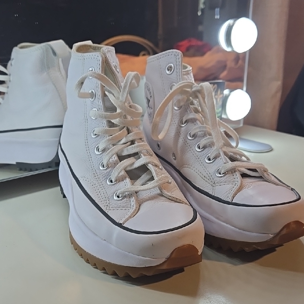 White High-Top Platform Sneakers